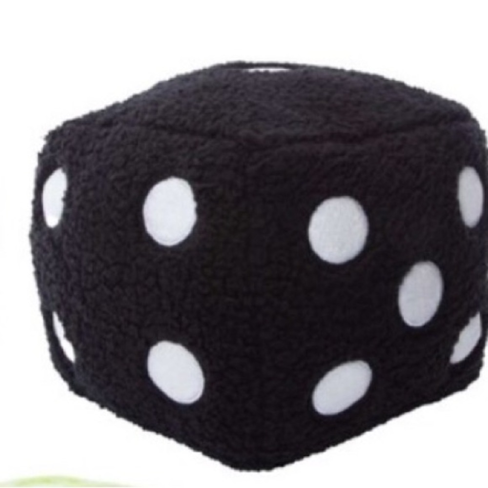 Plush Black and White 9” Fuzzy Dice Pillow